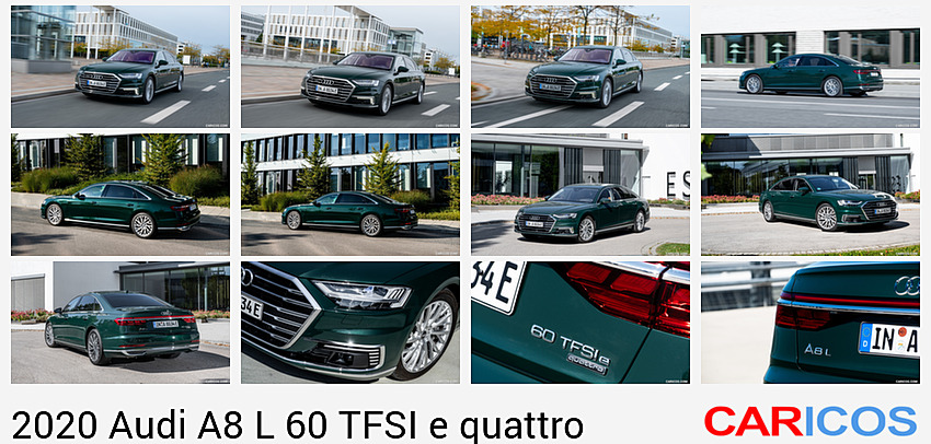 Audi A8 L 60 TFSI e quattro | 2020MY | Plug-In Hybrid (Color: Goodwood Green) | Front Three-Quarter