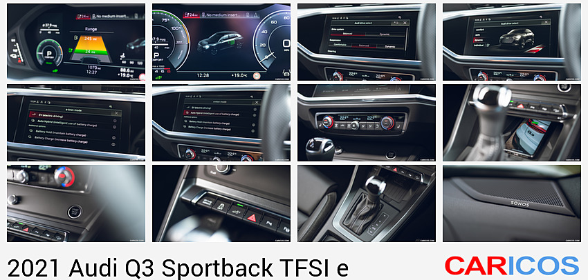 2021 Audi Q3 Sportback 45 TFSI e Plug-In Hybrid (Color: Dew Silver; UK-Spec) | Digital Instrument Cluster