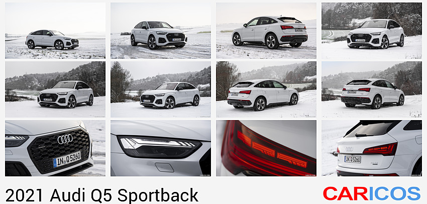 Audi Q5 Sportback | 2021MY |  (Color: Glacier White) | Front Three-Quarter