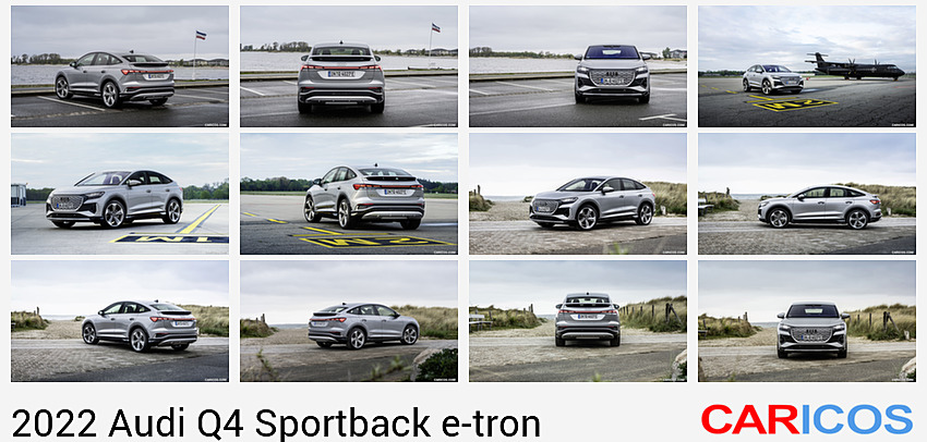 Audi Q4 Sportback e-tron | 2022MY |  (Color: Florett Silver) | Rear Three-Quarter
