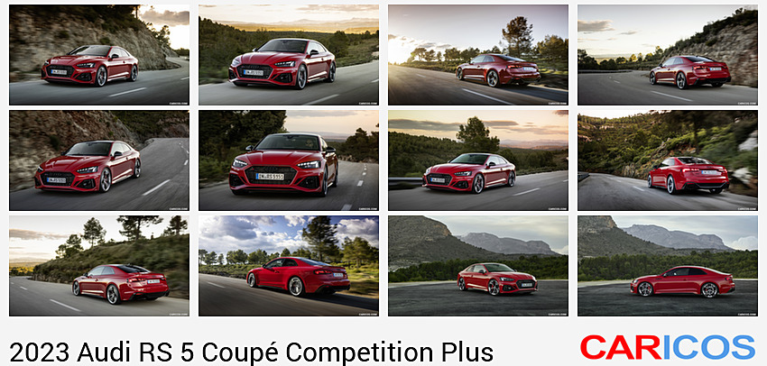 Audi RS 5 Coupé Competition Plus | 2023MY |  (Color: Tango Red) | Front Three-Quarter