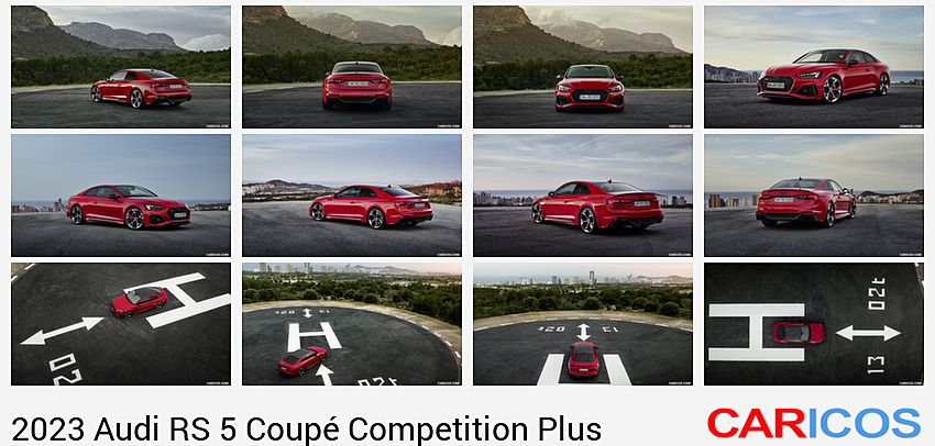 Audi RS 5 Coupé Competition Plus | 2023MY |  (Color: Tango Red) | Rear Three-Quarter