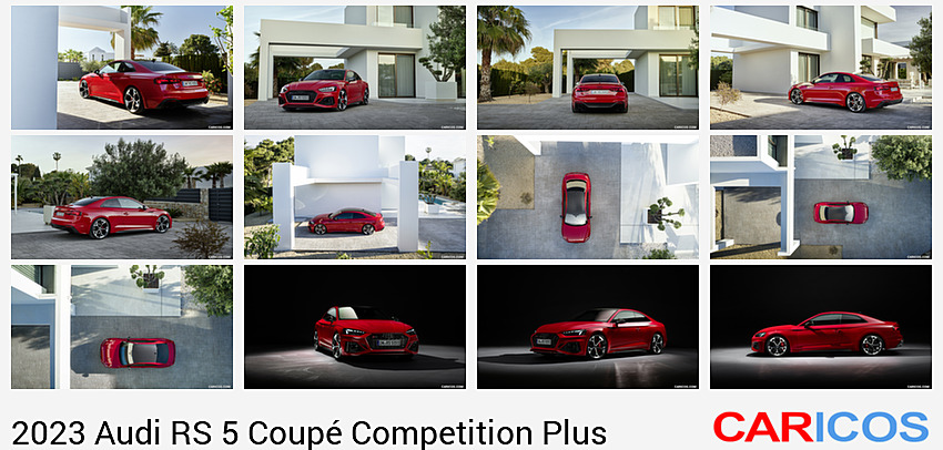 Audi RS 5 Coupé Competition Plus | 2023MY |  (Color: Tango Red) | Rear Three-Quarter