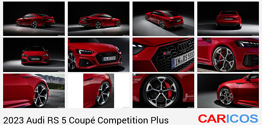 Audi RS 5 Coupé Competition Plus | 2023MY |  (Color: Tango Red) | Rear Three-Quarter