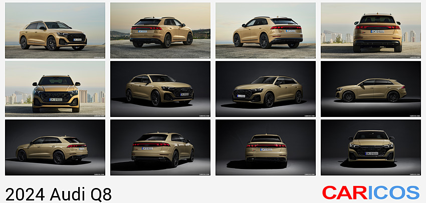 Audi Q8 | 2024MY |  (Color: Sakhir Gold Metallic) | Front Three-Quarter