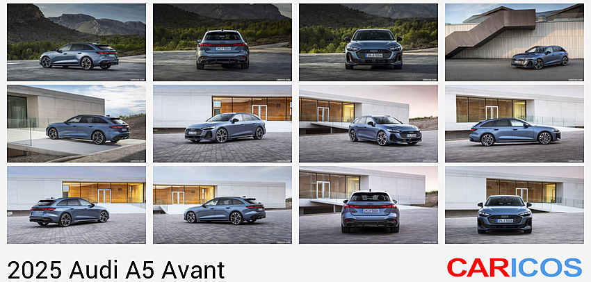 Audi A5 Avant | 2025MY |  (Color: Horizon Blue Metallic) | Rear Three-Quarter