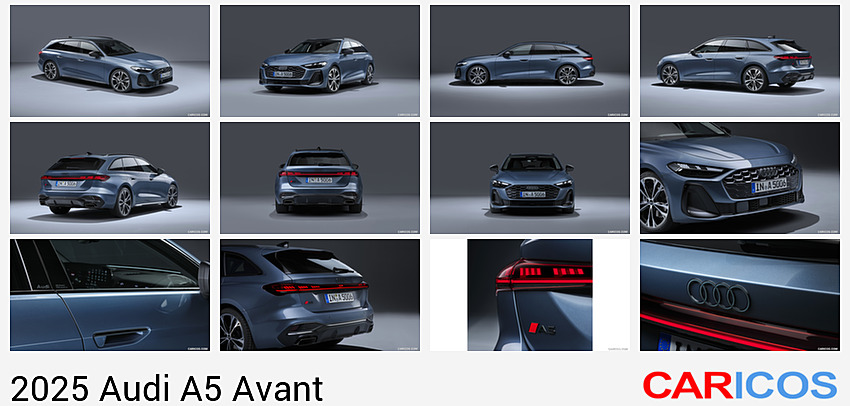 Audi A5 Avant | 2025MY |  (Color: Horizon Blue Metallic) | Front Three-Quarter