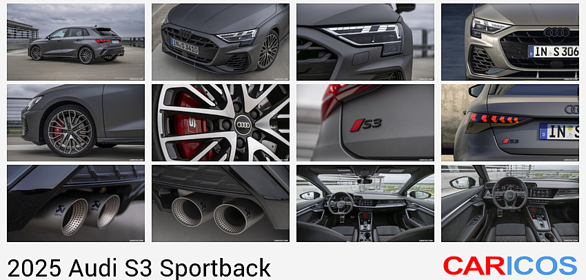 Audi S3 Sportback | 2025MY |  (Color: Daytona Grey Matt) | Rear Three-Quarter
