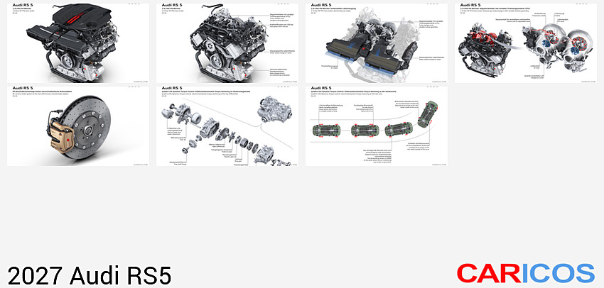 Audi RS5 | 2027MY | Putting out 375 kW (510 PS), the 2.9-liter V6 TFSI engine contributes noticeably more power than the previous generation. The increase of 44 kW is due to continuous performance-oriented development.