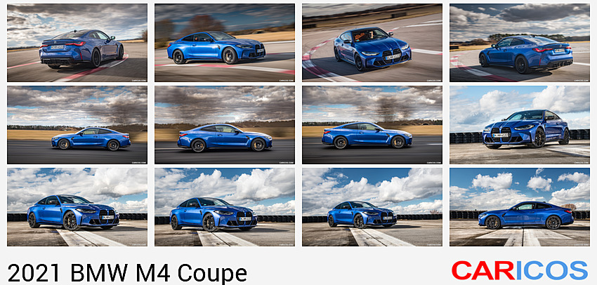 2021 BMW M4 Competition Coupe (Color: Portimao Blue) | Rear Three-Quarter