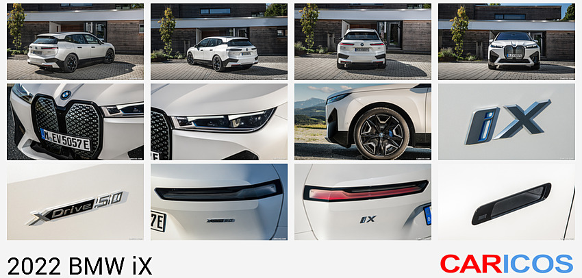 BMW iX | 2022MY |  (Color: Mineral White) | Rear Three-Quarter