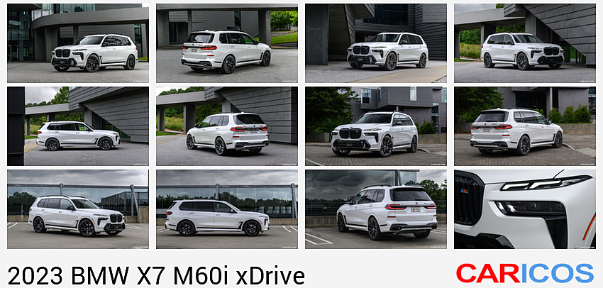 BMW X7 M60i xDrive | 2023MY |  (Color: Mineral White; US-Spec) | Front Three-Quarter