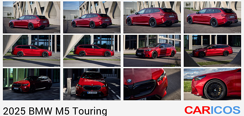 BMW M5 Touring | 2025MY |  (Color: Dragon Fire Red) | Rear Three-Quarter