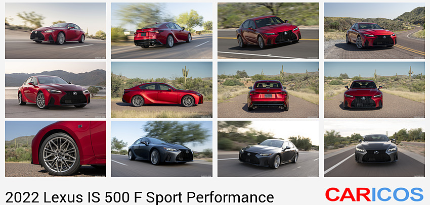 Lexus IS 500 F Sport Performance | 2022MY | (Color: Circuit Red) | Front Three-Quarter