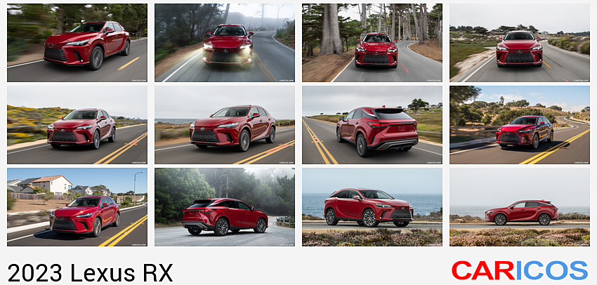 Lexus RX | 2023MY |  350h AWD (Color: Red Mica) | Front Three-Quarter