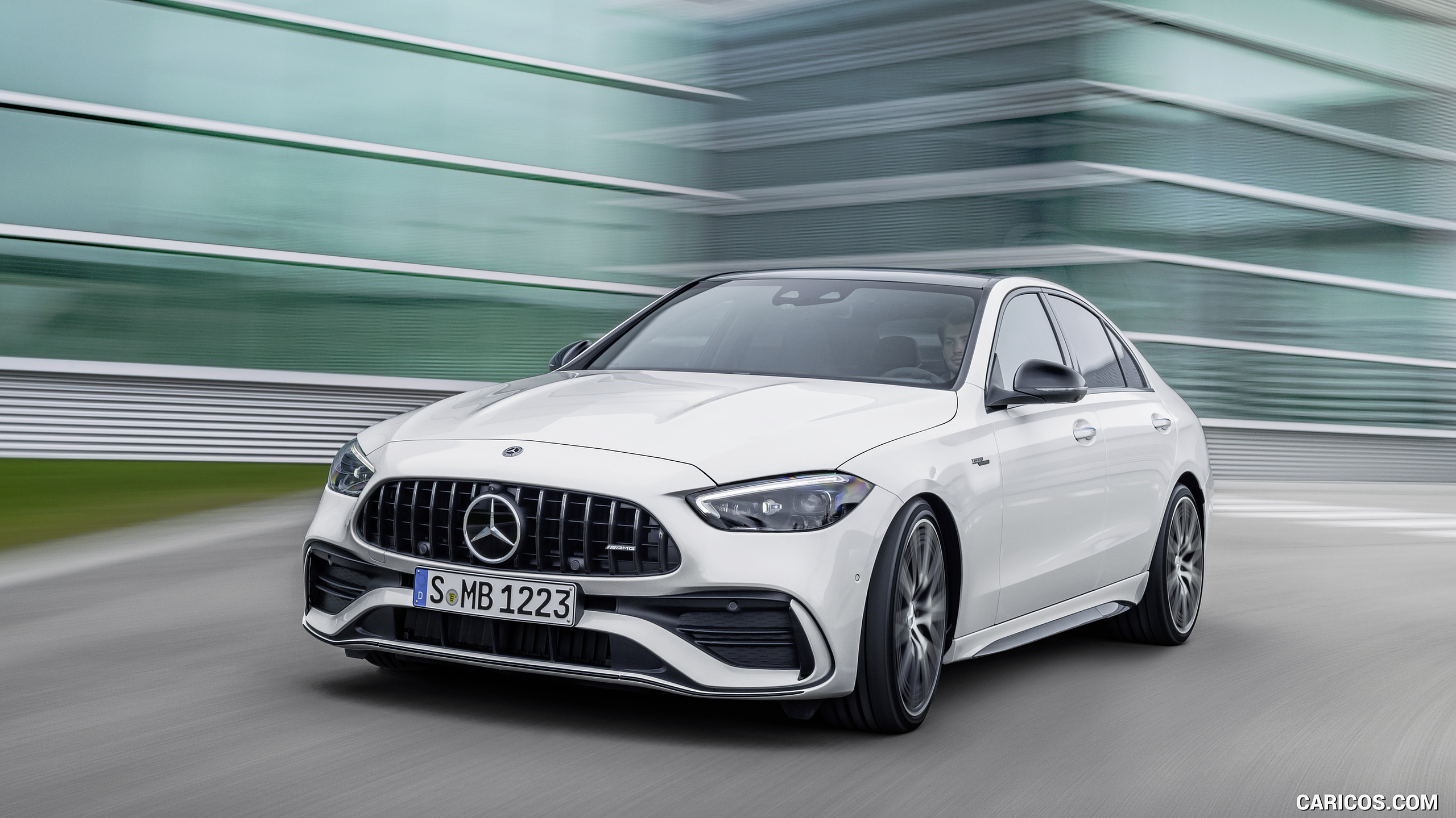 2023 Mercedes-AMG C 43 4MATIC (Color: Opalite White) - Front Three-Quarter, #7 of 31