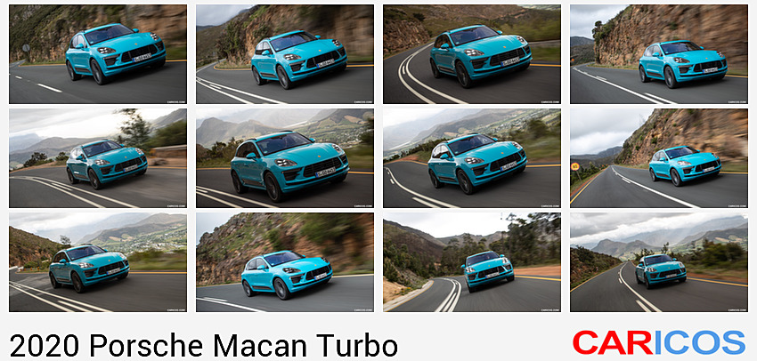 Porsche Macan Turbo | 2020MY |  (Color: Miami Blue) | Front Three-Quarter