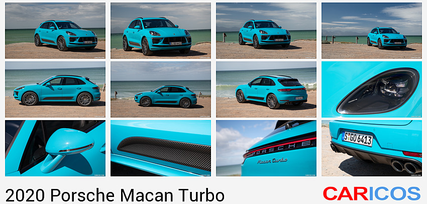 Porsche Macan Turbo | 2020MY |  (Color: Miami Blue) | Front Three-Quarter