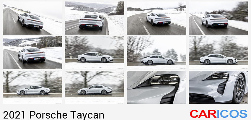 Porsche Taycan | 2021MY |  (Color: Ice Grey Metallic) | Rear Three-Quarter