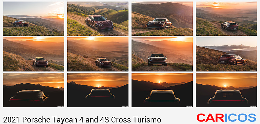 2021 Porsche Taycan 4 Cross Turismo (Color: Cherry Red) | Rear Three-Quarter