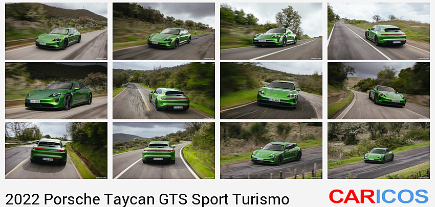 Porsche Taycan GTS Sport Turismo | 2022MY |  (Color: Mamba Green Metallic) | Front Three-Quarter