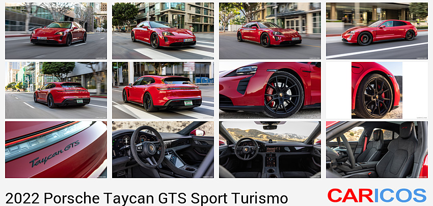 Porsche Taycan GTS Sport Turismo | 2022MY |  (Color: Carmine Red) | Front Three-Quarter