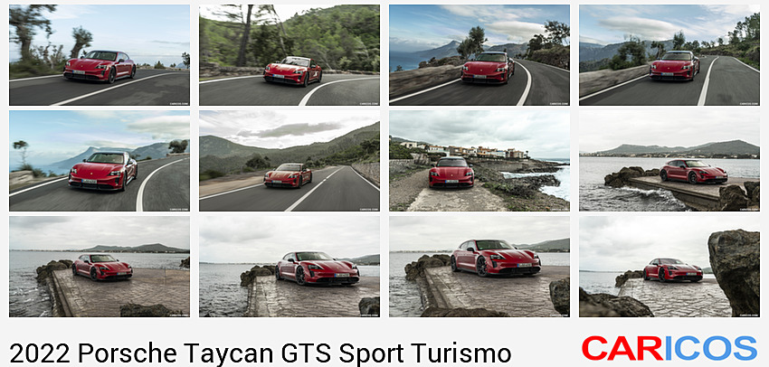 Porsche Taycan GTS Sport Turismo | 2022MY |  (Color: Carmine Red) | Front Three-Quarter
